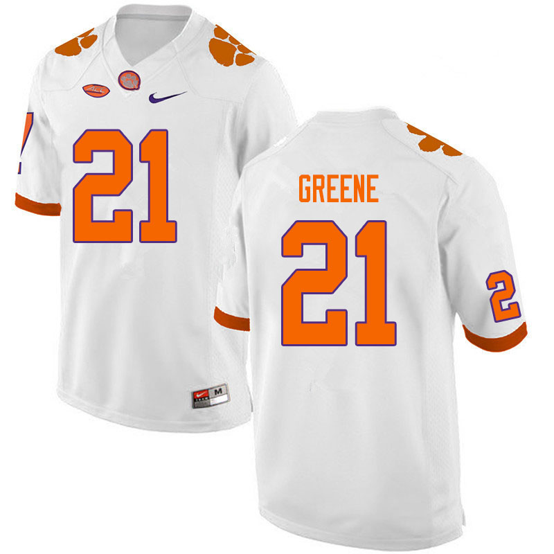 Men #21 Malcolm Greene Clemson Tigers College Football Jerseys Sale-White - Click Image to Close